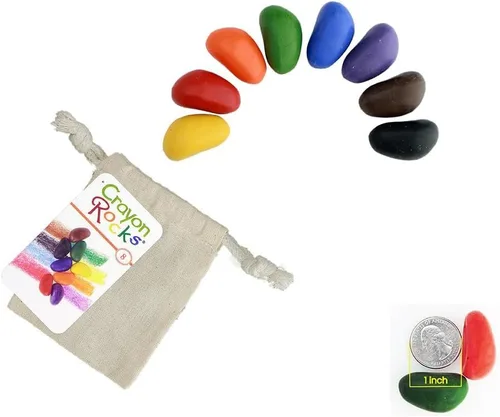 Crayon Rocks, Crayones en forma de roca, 8 unidades, agarre de trípode hecho para el desarrollo de escritura a mano en niños y niños pequeños,