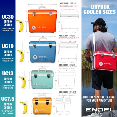 Miniatura 4 de Engel Hielera Drybox de 19 cuartos de galón, a prueba de fugas, hermética, y lonchera pequeña de carcasa dura para hombres y mujeres Azul