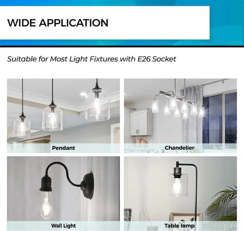 Miniatura 6 de Hizashi - Bombillas LED Edison de estilo vintage regulables, 4W equivalente a 40W, 5000K luz diurna, bombillas LED con base E26, 450LM, alta