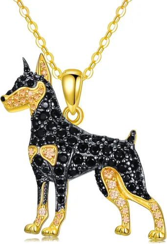 Miniatura 116 de Collares con colgante de perro de plata de ley S925 – 24 razas corgi/husky/labrador/pastor para mujer