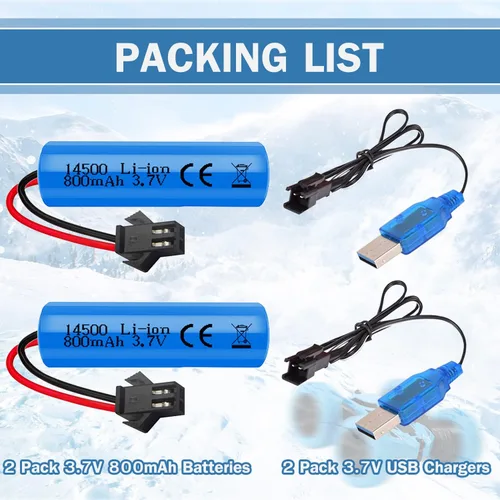 Miniatura 6 de Paquete de 2 baterías de iones de litio de 3.7 V 800 mAh con cargadores USB, enchufe SM-2P, batería recargable RC compatible con autos de control