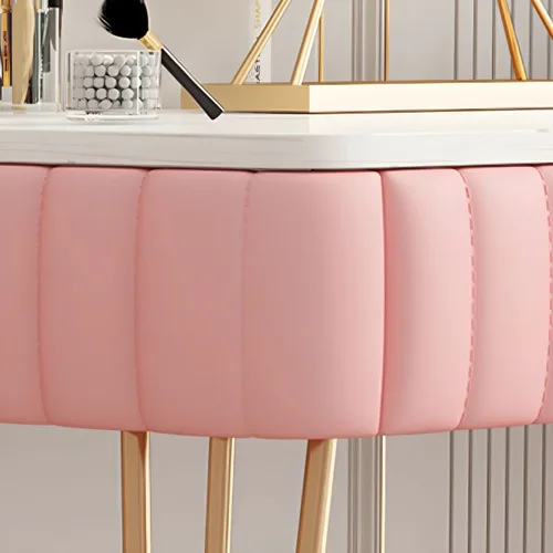 Miniatura 4 de Glam - Mesa de tocador de maquillaje con 2 cajones y cajones de cierre suave, escritorio de tocador con patas de hierro para dormitorio, 23.5