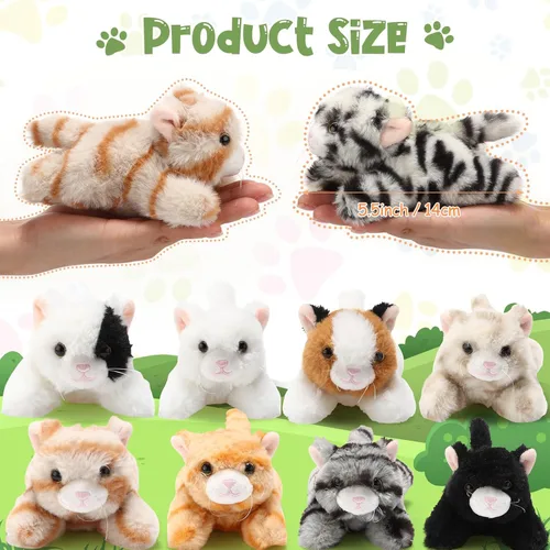 Miniatura 2 de Lenwen 10 piezas de animales de peluche de gato a granel, suaves y tiernos, gatitos surtidos para niños, regalo de cumpleaños, regalos de fiesta