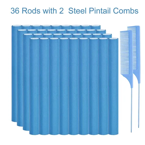 Miniatura 4 de 36 Flexi Rods Rodillos para el Cabello, Varillas de Espuma Flexible para Rizar Cabello Largo y Corto - Rodillos Curvables sin Calor con 2 Peines