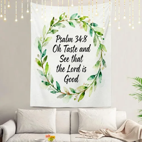 Miniatura 56 de Shrahala Tapiz de pared cristiano con palabras blancas, palabras de Navidad, escuela, Jesús, Biblia, adoración de la Biblia, tapiz grande