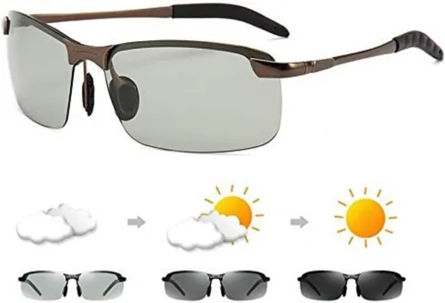 Lentes de sol polarizados fotocromáticos para hombre, lentes deportivos y de conducción UV400, lentes adaptables de día y noche, gafas de ciclismo