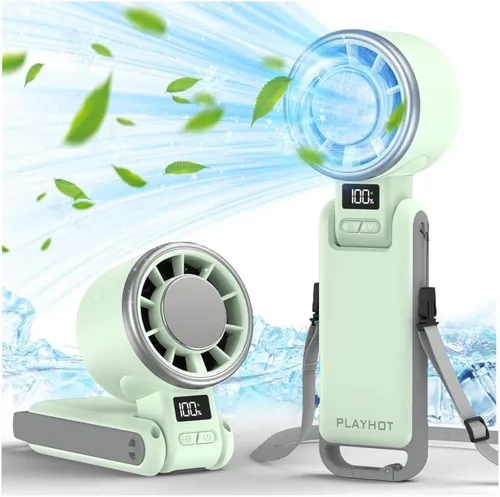 PlayHot Ventilador Portátil de Mano Mejorado con Enfriamiento de Hielo de 60°F, Hasta 12Hrs de Funcionamiento, Ventiladores de Mano Portátiles de 5