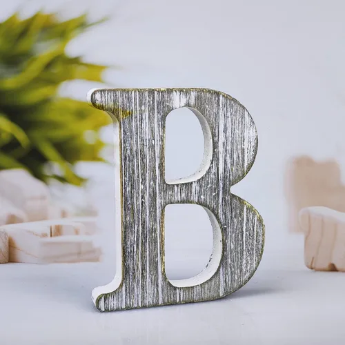 Miniatura 23 de Letras de madera rústica sin terminar de 4 pulgadas para decoración de pared, letras decorativas de pie en rodajas, decoración de tablero