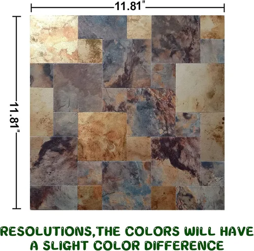 Miniatura 2 de Azulejos adhesivos para despegar y pegar, losetas de piedra para salpicaduras en pared de cocina, adhesivo de mosaico metálico de superficie de PVC