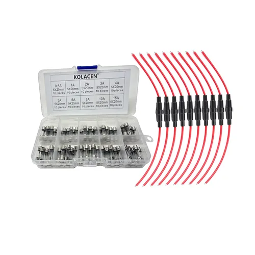 Miniatura 10 de Soporte de fusibles tipo tornillo en línea para automóvil automotriz de 0.236 x 1.181 in con cable de 16 AWG, 80 fusibles de vidrio de soplado