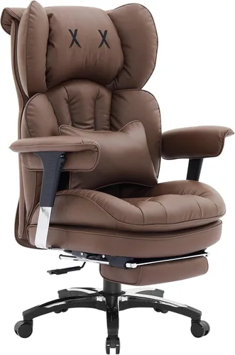 Miniatura 12 de Efomao Silla de oficina blanca grande y alta con reposapiés, silla ergonómica de respaldo alto para computadora con reposabrazos ajustables, asiento