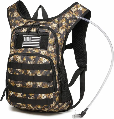 Miniatura 13 de Mochila de Hidratación Wotony con Vejiga de Agua para Senderismo Paquete de Hidratación Táctico para Hombres Mujeres Mochila de Agua Molle para Negro