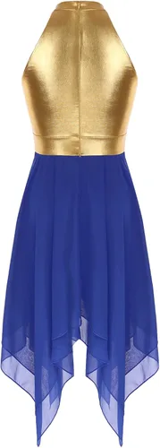 Miniatura 54 de easyforever Vestido de baile sin mangas con bloques de color para mujer, alabanza litúrgica, ropa de baile lírico, vestido de bata de adoración
