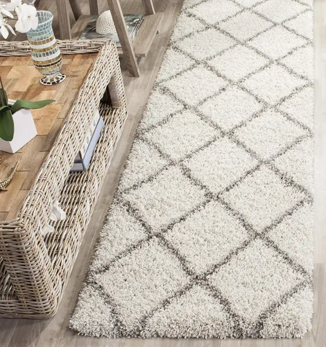 SAFAVIEH - Alfombra de la colección Hudson Shag, diseño de enrejado moderno, no desprende pelusa y fácil de cuidar, 2 pulgadas de grosor, ideal para