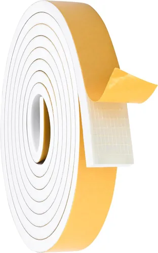 Miniatura 18 de Burlete de cinta de espuma autoadhesiva blanca para puertas y ventanas de 1 pulgada × 3/4 pulgada × 13 pies, tira de sellado de espuma de alta Blanco