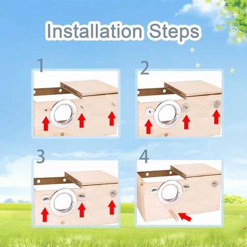 Miniatura 7 de Tfwadmx Caja nido de periquitos, caja transparente para cría de nido de pájaros, caja nido de loro de madera con jaula de perca para pájaros, casa