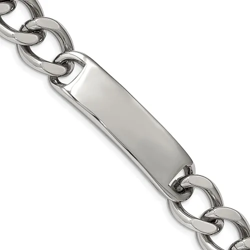 ICE CARATS Stainless Steel Curb Link 8.75 Inch Id Bracelet Fashion Jewelry for Women Gifts for Her