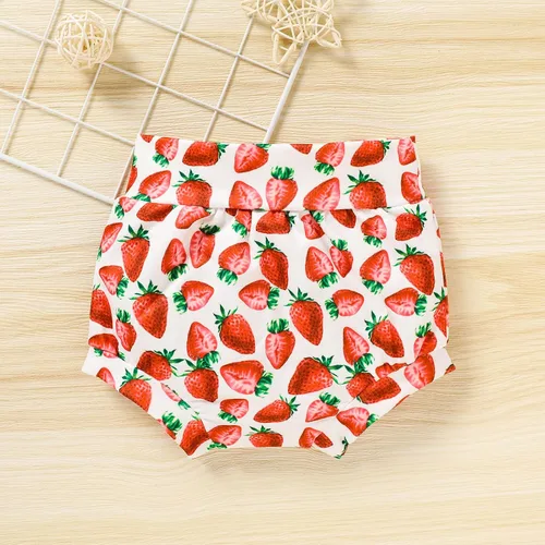 Miniatura 12 de Conjunto de ropa para bebé niña de 1er cumpleaños con mangas con volantes + pantalones cortos estampados + diadema para tartas
