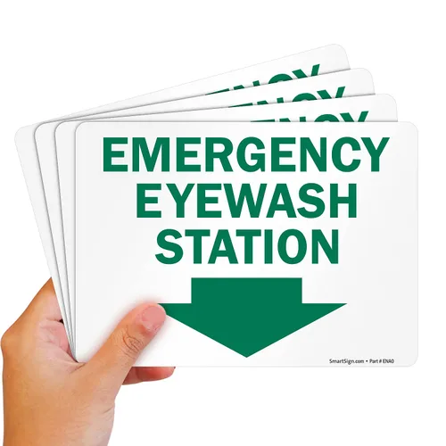 Miniatura 4 de SmartSign - S-1441-PL-10 Letrero "Estación de lavado de ojos de emergencia" con flecha hacia abajo Plástico de 7 x 10 pulgadas de plástico de 10 x