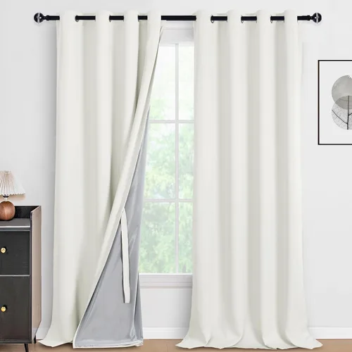 Miniatura 61 de DWCN Cortinas 100% opacas de 84 pulgadas de largo para dormitorio con forro negro, paneles de cortina de ventana de doble capa con aislamiento Azul