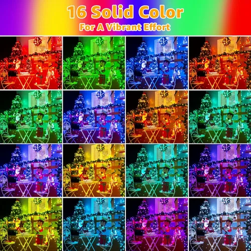 Miniatura 7 de Ollny Luces RGB de Halloween, 200 luces LED de 66 pies, 130 modos que cambian de color, luces de Navidad conectables con control remoto, verde