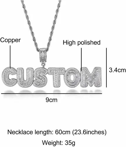 Miniatura 2 de HDMENC - Collar con nombre personalizable, colgante de letra grabada para hombres y mujeres, colgante de letra inicial con cadena, joyería dorada