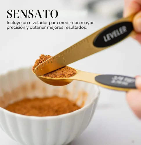 Miniatura 5 de Juego de cucharas medidoras magnéticas – Cucharas medidoras doradas de acero inoxidable para cocinar y hornear – Accesorios de cocina dorados lindos