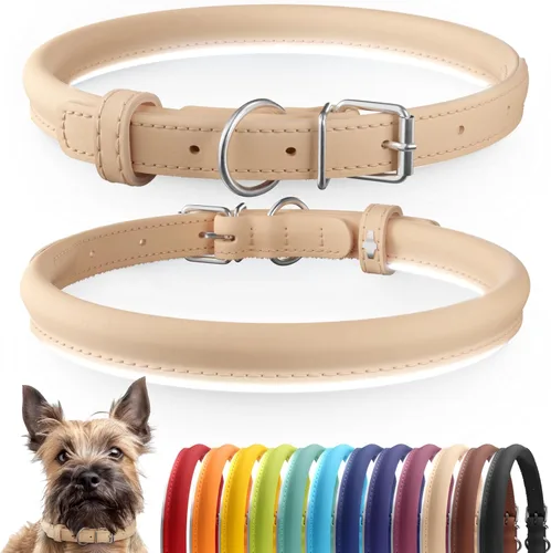 Miniatura 8 de CollarDirect Collar de perro con tachuelas, collares de cuero para mascotas para perros pequeños, medianos y grandes, acolchado suave, marrón, negro