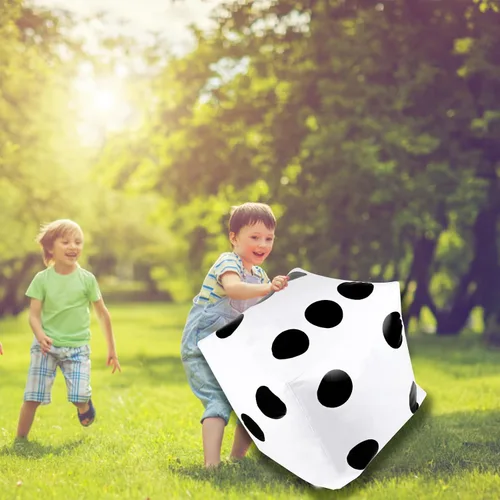 Miniatura 4 de CCINEE Dados inflables gigantes de 20 pulgadas, dados inflables gigantes blancos y negros para juego de mesa al aire libre y decoración de fiesta