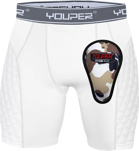 Miniatura 9 de Youper Youth Elite - Pantalones cortos acolchados deslizantes de béisbol con copa atlética suave Blanco