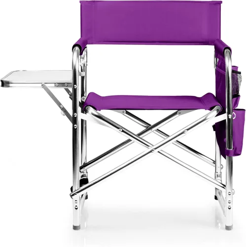 Miniatura 8 de PICNIC TIME Silla deportiva con mesa auxiliar, sillas de camping acolchadas plegables para adultos al aire libre con portavasos y panel de Púrpura