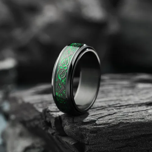 Miniatura 51 de King Will Anillo giratorio de acero inoxidable 316L para hombres y mujeres, 0.315 in de dragón/nudo celta, anillo para ansiedad para aliviar