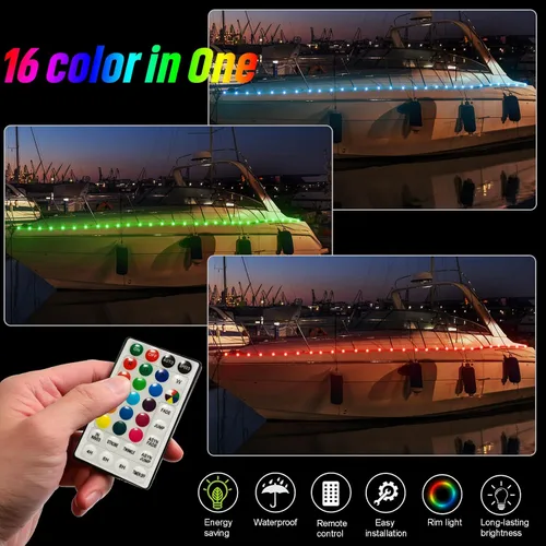 Miniatura 2 de Tira de luces LED para barco, luces de barco de control remoto de 16.4 pies, 16 cambios de color, luz interior de barco impermeable, luz de cubierta