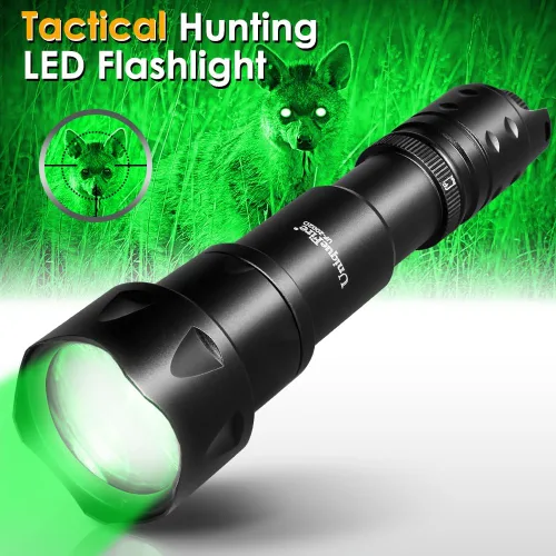 Miniatura 5 de Linterna verde 2002D para caza nocturna, lente Fresnel con zoom y luz verde depredador con interruptor de atenuación rápido y soporte, linterna