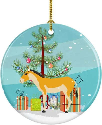 Miniatura 31 de Caroline's Treasures Adorno de cerámica de Navidad pintado o de codorniz chino, decoración colgante de árbol de Navidad verde azulado para el hogar