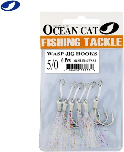 Miniatura 2 de OCEAN CAT Glow Assist - Anzuelos de pesca Jigging Jigs - Ganchos de caída lenta y rápida de acero inoxidable, ganchos circulares para bailar