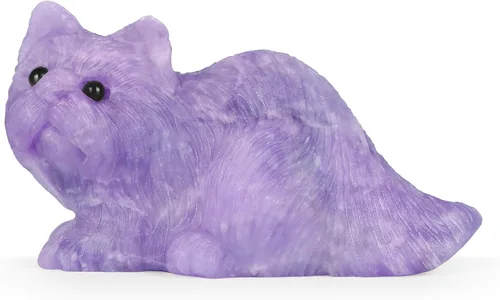 Miniatura 10 de Artistone Estatua de gato de cristal de amatista de 2 pulgadas, diseño de gatito sentado a mano, tallada a mano, escultura de cristal curativo