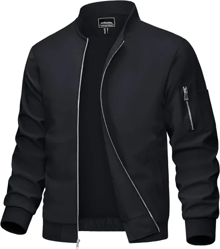 Miniatura 12 de MAGCOMSEN Chaqueta para hombre, ligera, cortavientos, chaqueta bomber resistente al viento, chaqueta casual con cremallera, abrigos ropa exterior