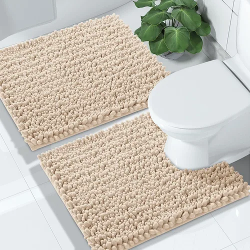 Miniatura 30 de Yimobra - Juego de alfombras de baño de 2 piezas - Alfombra de baño de felpa de lujo extra gruesa de secado rápido, antideslizante súper absorbente
