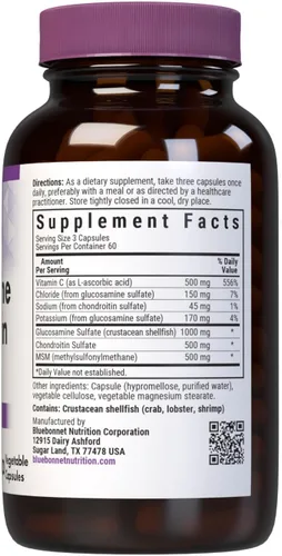 Miniatura 2 de Bluebonnet Nutrition Glucosamina condroitina Plus MSM, glucosamina, sulfato de condroitina, vitamina C y OptiMSM, salud ósea y articular, sin OMG