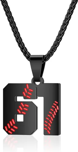 Miniatura 22 de Collar con número de béisbol para niños 00-99, collar con número de camiseta de béisbol de acero inoxidable, colgante personalizado, regalo
