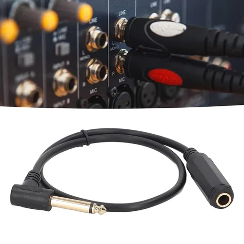 Miniatura 4 de Fydun Cable de sonido 1.6 ft mono ángulo recto 0.250 in macho a hembra Cable de extensión estéreo de alto rendimiento reemplazo para micrófono