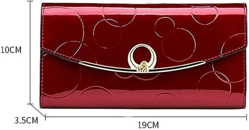 Miniatura 4 de Cartera larga para mujer, de lujo, piel auténtica, RFID, multifuncional, a la moda, simple monedero, tarjetero, Azul, Clásico