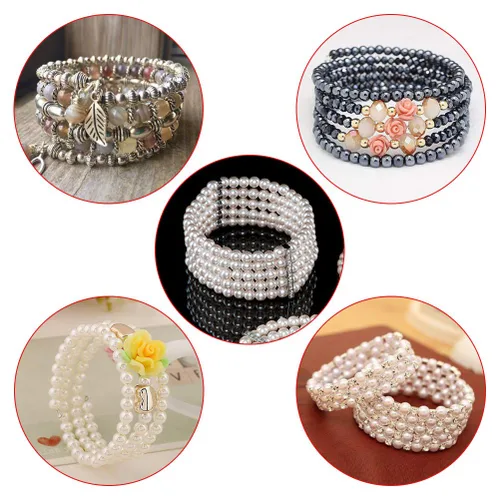 Miniatura 7 de Huwujiu Pulsera de alambre de 400 lazos para joyería con cuentas de memoria de alambre de acero con memoria para creación de arte, pulsera, collar