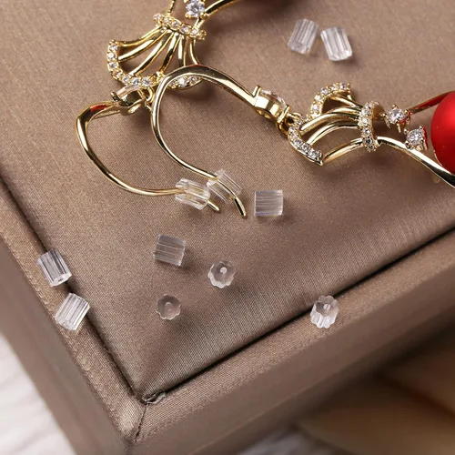 Miniatura 5 de Respaldos de Aretes de Goma Suaves y Transparentes para Aretes de Botón Respaldos de Aretes de Silicona Hipoalergénicos Tope de Repuesto