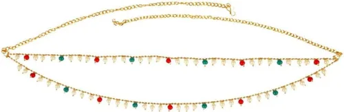 Efulgenz Cinturón de cintura chapado en oro vintage de Bollywood indio, cadena para el vientre, joyería para el cuerpo nupcial, Cristal, No es una