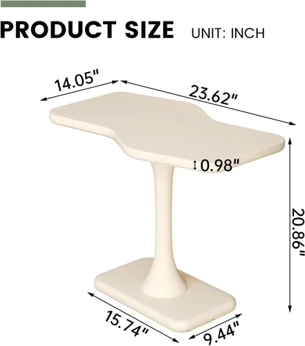 Miniatura 2 de Guyii Mesa auxiliar blanca pequeña para sofá, mesa curvada para sala de estar, dormitorio