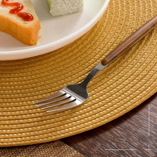 Miniatura 8 de FunWheat Juego de 6 manteles individuales redondos trenzados para mesas de comedor, tejidos, lavables, antideslizantes, de 15 pulgadas