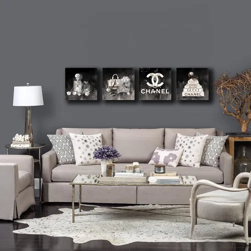 Miniatura 4 de Meetdeceny Arte de Pared de Moda para Sala de Estar - Decoración de Pared en Blanco y Negro para Habitaciones de Mujeres y Niñas - Impresiones