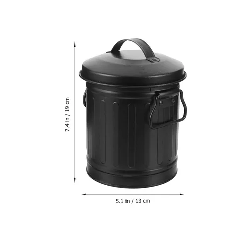 Miniatura 2 de OSALADI Papelera de oficina con tapa, metal negro, 6.5 x 6.5 x 6.5 pulgadas